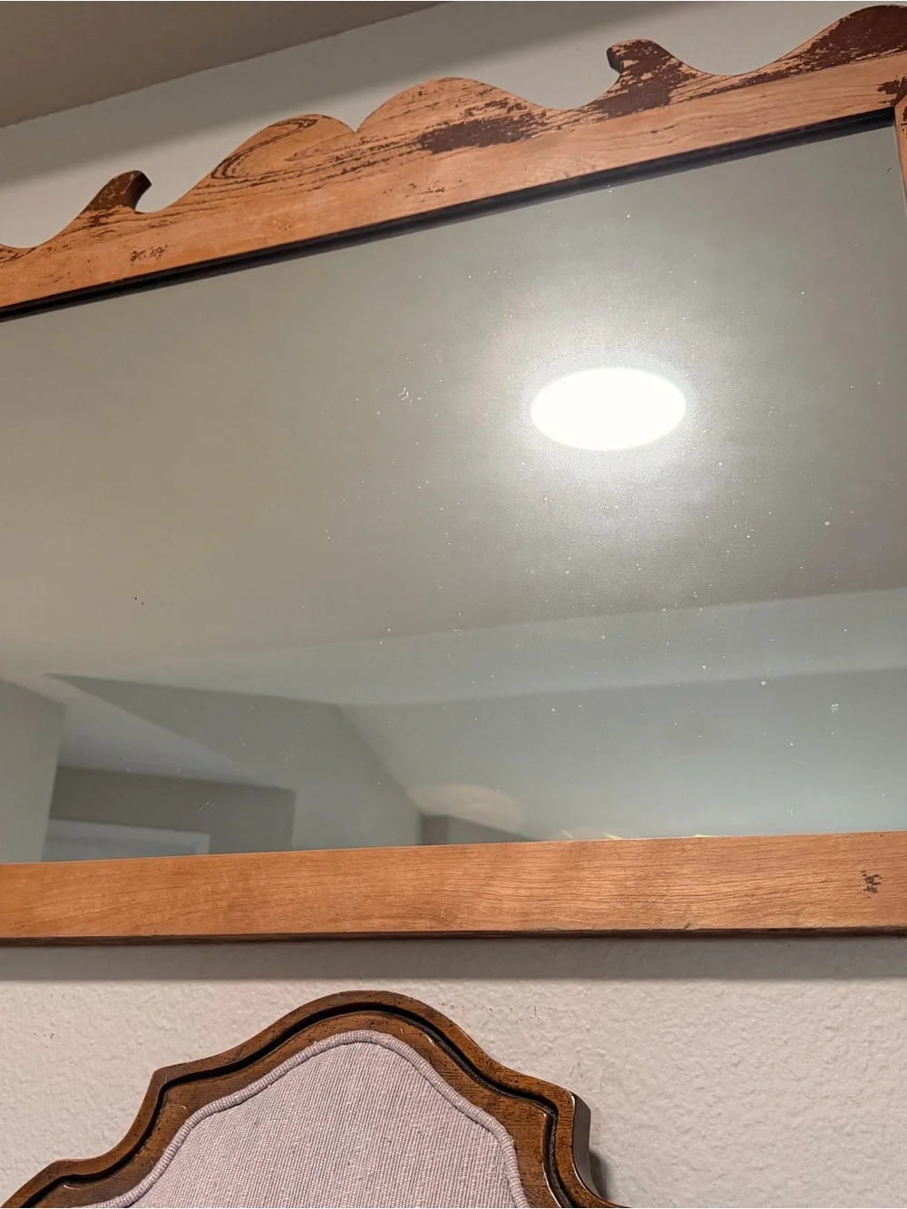 Antique Scalloped Wood Mirror